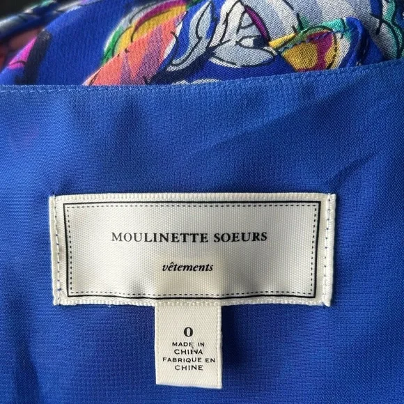 Moulinette Seours Silk Blue Floral Wrap Dress Anthropologie Excellent Size 0 - Picture 5 of 10